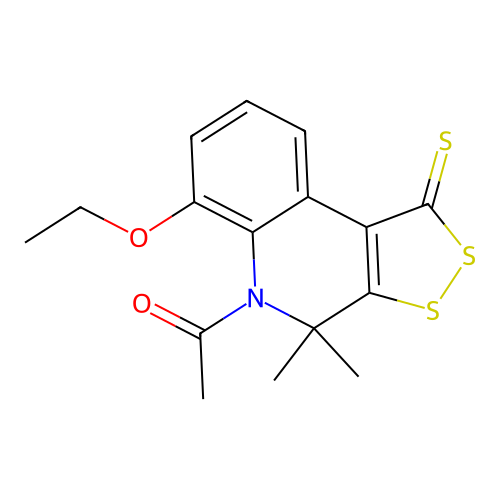 1-(6-Ethoxy-4,4-dimethyl-1-sulfanylidenedithiolo[3,4-c]quinolin-5-yl)ethanone structure
