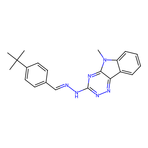 4-tert-butylbenzaldehyde (5-methyl-5H-[1,2,4]triazino[5,6-b]indol-3-yl)hydrazone structure
