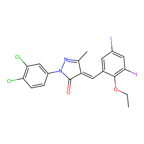 2-(3,4-dichlorophenyl)-4-(2-ethoxy-3,5-diiodobenzylidene)-5-methyl-2,4-dihydro-3H-pyrazol-3-one structure