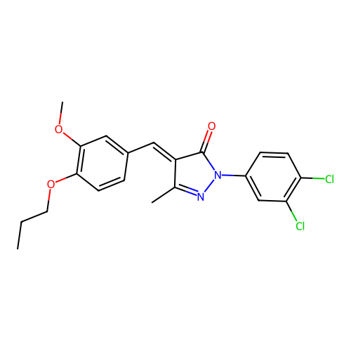 2-(3,4-dichlorophenyl)-4-(3-methoxy-4-propoxybenzylidene)-5-methyl-2,4-dihydro-3H-pyrazol-3-one structure
