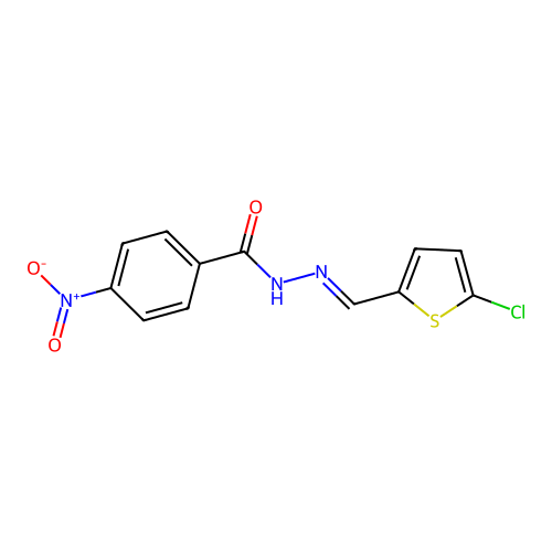N-[(5-chlorothiophen-2-yl)methylideneamino]-4-nitrobenzamide structure