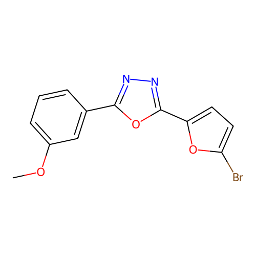 2-(5-Bromofuran-2-yl)-5-(3-methoxyphenyl)-1,3,4-oxadiazole structure