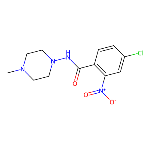 4-chloro-N-(4-methylpiperazin-1-yl)-2-nitrobenzamide structure