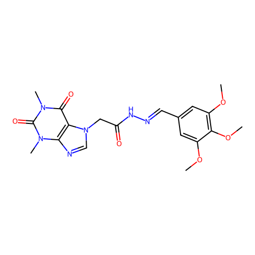 2-(1,3-dimethyl-2,6-dioxo-1,2,3,6-tetrahydro-7H-purin-7-yl)-N'-[(E)-(3,4,5-trimethoxyphenyl)methylidene]acetohydrazide structure