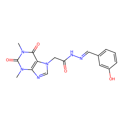 2-(1,3-dimethyl-2,6-dioxo-1,2,3,6-tetrahydro-7H-purin-7-yl)-N'-[(E)-(3-hydroxyphenyl)methylidene]acetohydrazide structure
