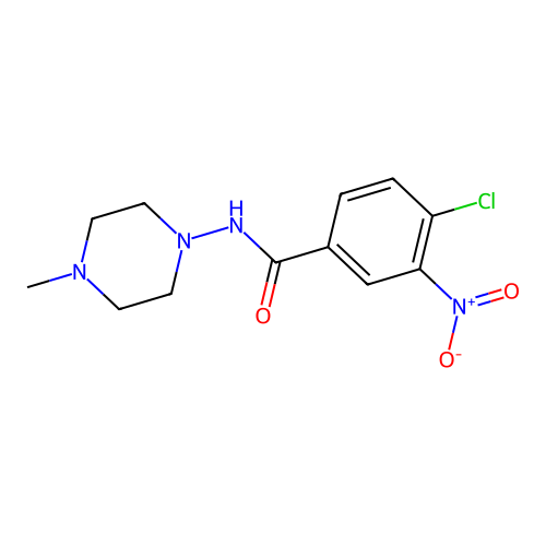 4-chloro-3-nitro-N-(4-methyl-1-piperazinyl)benzamide structure