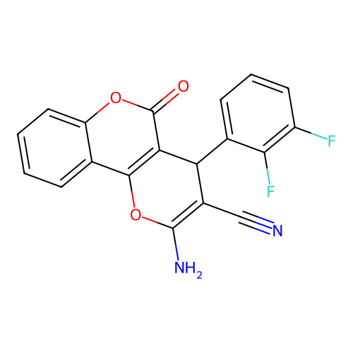 2-amino-4-(2,3-difluorophenyl)-5-oxo-4H,5H-pyrano[3,2-c]chromene-3-carbonitrile structure
