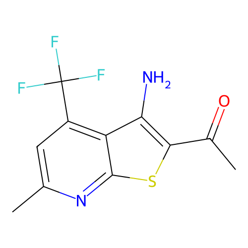 1-[3-Amino-6-methyl-4-(trifluoromethyl)thieno[2,3-b]pyridin-2-yl]ethanone structure