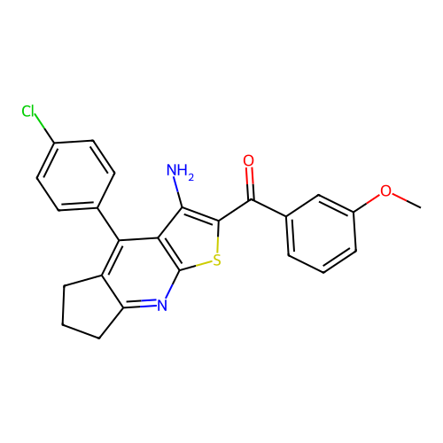 (3-amino-4-(4-chlorophenyl)-6,7-dihydro-5H-cyclopenta[b]thieno[3,2-e]pyridin-2-yl)(3-methoxyphenyl)methanone structure