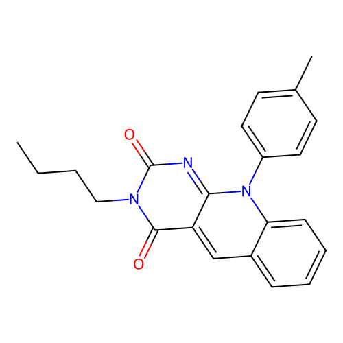 3-butyl-10-(4-methylphenyl)pyrimido[4,5-b]quinoline-2,4(3H,10H)-dione structure