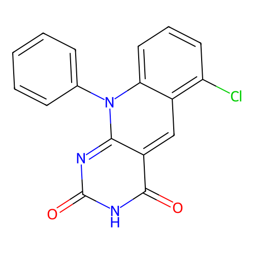 6-chloro-10-phenylpyrimido[4,5-b]quinoline-2,4(3H,10H)-dione structure
