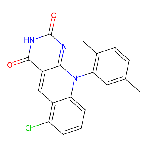6-chloro-10-(2,5-dimethylphenyl)pyrimido[4,5-b]quinoline-2,4(3H,10H)-dione structure