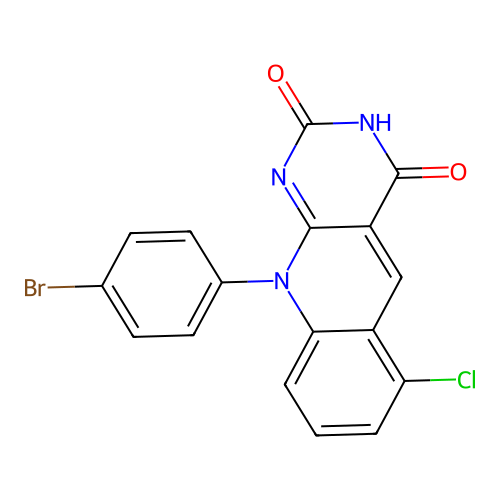 10-(4-bromophenyl)-6-chloropyrimido[4,5-b]quinoline-2,4(3H,10H)-dione structure