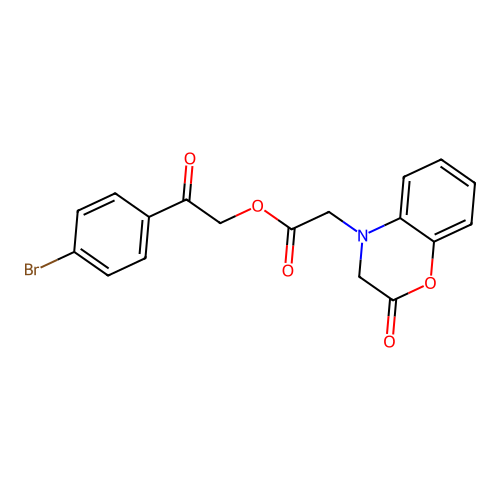 2-(4-bromophenyl)-2-oxoethyl (2-oxo-2,3-dihydro-4H-1,4-benzoxazin-4-yl)acetate structure