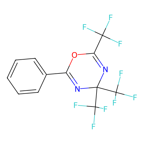 2-phenyl-4,4,6-tris(trifluoromethyl)-4H-1,3,5-oxadiazine structure