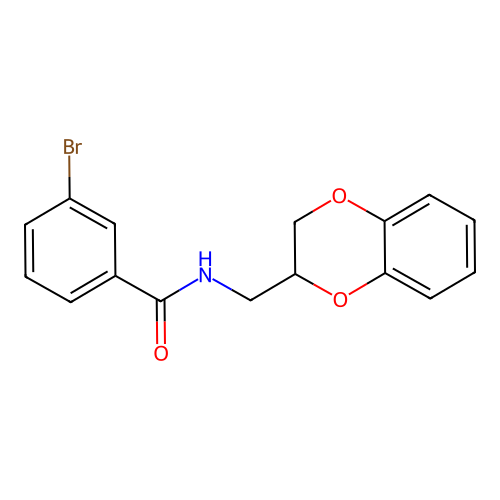 3-bromo-N-(2,3-dihydro-1,4-benzodioxin-2-ylmethyl)benzamide structure