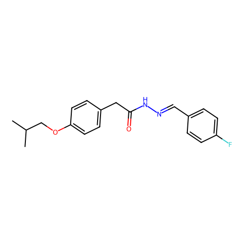 (E)-N'-(4-fluorobenzylidene)-2-(4-isobutoxyphenyl)acetohydrazide structure