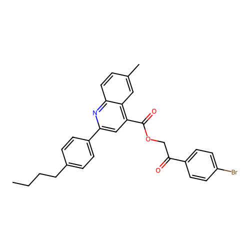 2-(4-Bromophenyl)-2-oxoethyl 2-(4-butylphenyl)-6-methylquinoline-4-carboxylate structure