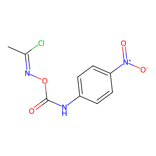 N-{[(4-nitrophenyl)carbamoyl]oxy}ethanimidoyl chloride structure