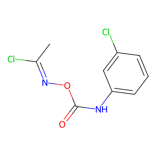 (E)-N-(((3-chlorophenyl)carbamoyl)oxy)acetimidoyl chloride structure