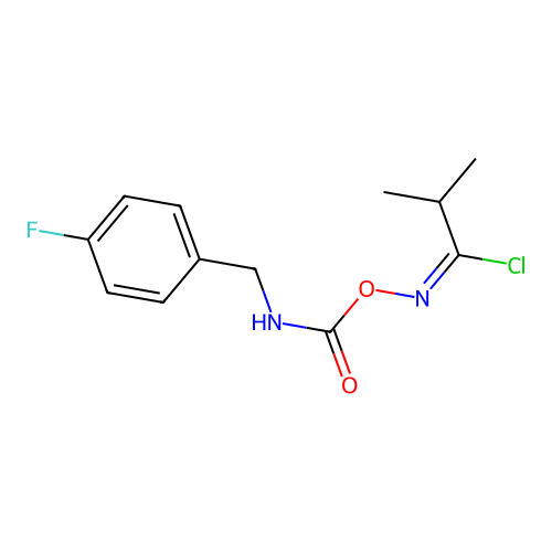 (1E)-N-{[(4-fluorobenzyl)carbamoyl]oxy}-2-methylpropanimidoyl chloride structure