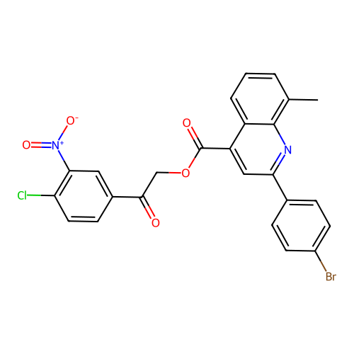 2-(4-chloro-3-nitrophenyl)-2-oxoethyl 2-(4-bromophenyl)-8-methylquinoline-4-carboxylate structure