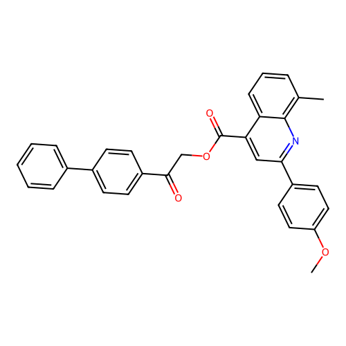 2-(Biphenyl-4-yl)-2-oxoethyl 2-(4-methoxyphenyl)-8-methylquinoline-4-carboxylate structure
