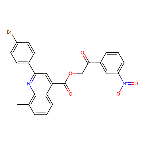 2-(3-Nitrophenyl)-2-oxoethyl 2-(4-bromophenyl)-8-methylquinoline-4-carboxylate structure