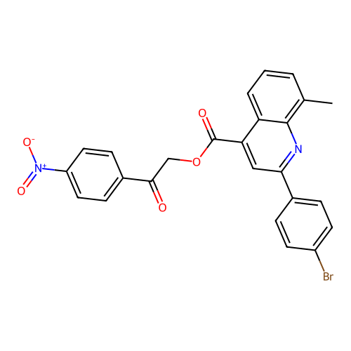 2-(4-Nitrophenyl)-2-oxoethyl 2-(4-bromophenyl)-8-methylquinoline-4-carboxylate structure
