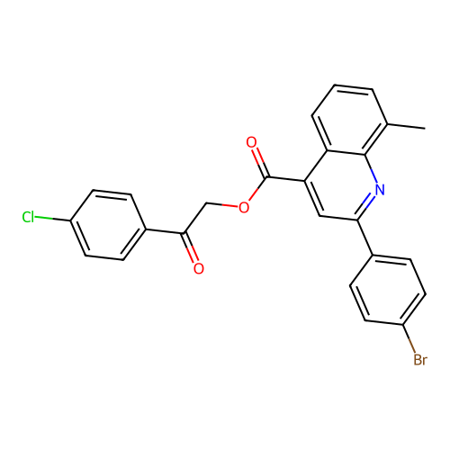 2-(4-Chlorophenyl)-2-oxoethyl 2-(4-bromophenyl)-8-methylquinoline-4-carboxylate structure
