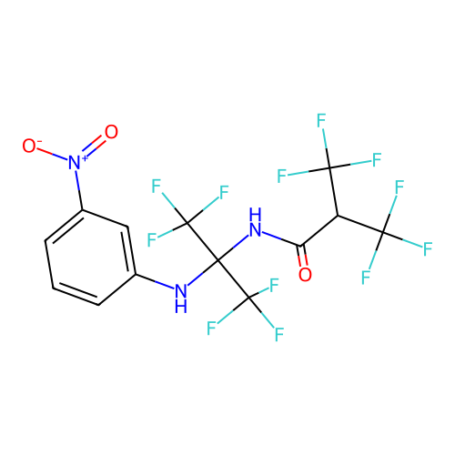 3,3,3-trifluoro-N-{1,1,1,3,3,3-hexafluoro-2-[(3-nitrophenyl)amino]propan-2-yl}-2-(trifluoromethyl)propanamide structure