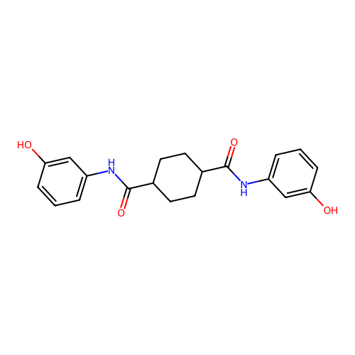 N,N'-bis(3-hydroxyphenyl)cyclohexane-1,4-dicarboxamide structure