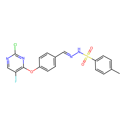 (E)-N'-(4-((2-chloro-5-fluoropyrimidin-4-yl)oxy)benzylidene)-4-methylbenzenesulfonohydrazide structure