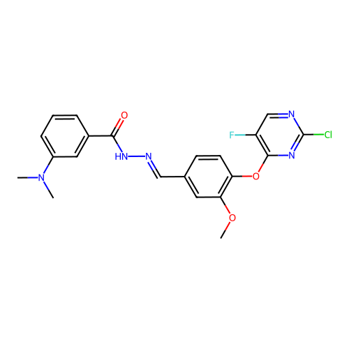 N'-[(E)-{4-[(2-chloro-5-fluoropyrimidin-4-yl)oxy]-3-methoxyphenyl}methylidene]-3-(dimethylamino)benzohydrazide structure