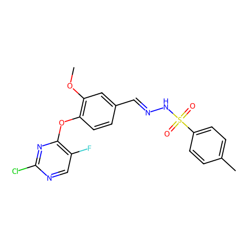 (E)-N'-(4-((2-chloro-5-fluoropyrimidin-4-yl)oxy)-3-methoxybenzylidene)-4-methylbenzenesulfonohydrazide structure