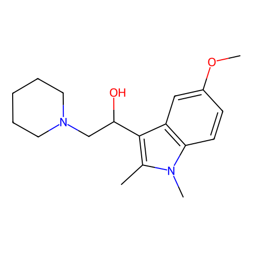 1-(5-methoxy-1,2-dimethyl-1H-indol-3-yl)-2-(piperidin-1-yl)ethanol structure