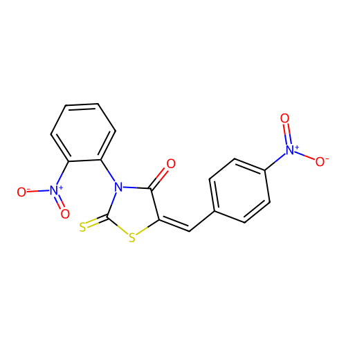 5-{4-Nitrobenzylidene}-3-{2-nitrophenyl}-2-thioxo-1,3-thiazolidin-4-one structure