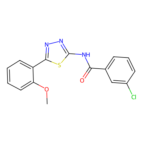 3-chloro-N-[5-(2-methoxyphenyl)-1,3,4-thiadiazol-2-yl]benzamide structure