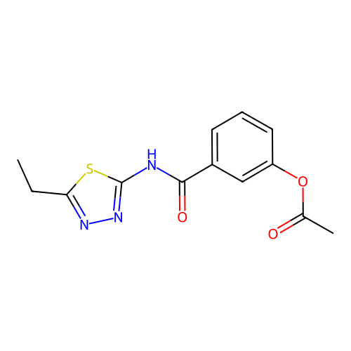 3-((5-Ethyl-1,3,4-thiadiazol-2-yl)carbamoyl)phenyl acetate structure