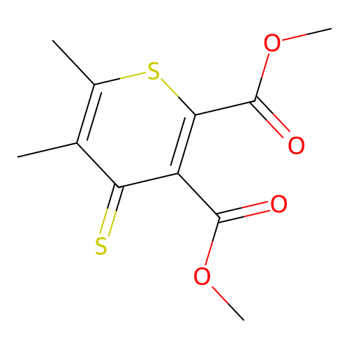 dimethyl 5,6-dimethyl-4-thioxo-4H-thiopyran-2,3-dicarboxylate structure