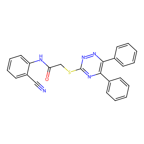 N-(2-Cyanophenyl)-2-((5,6-diphenyl-1,2,4-triazin-3-YL)thio)acetamide structure