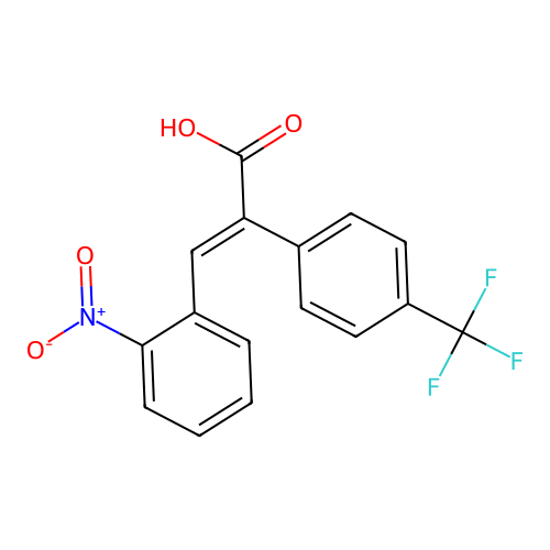 (E)-3-(2-nitrophenyl)-2-[4-(trifluoromethyl)phenyl]prop-2-enoic acid structure