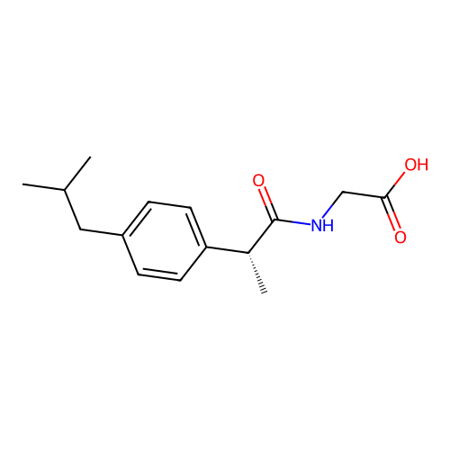 2-[[(2R)-2-[4-(2-methylpropyl)phenyl]propanoyl]amino]acetic acid structure