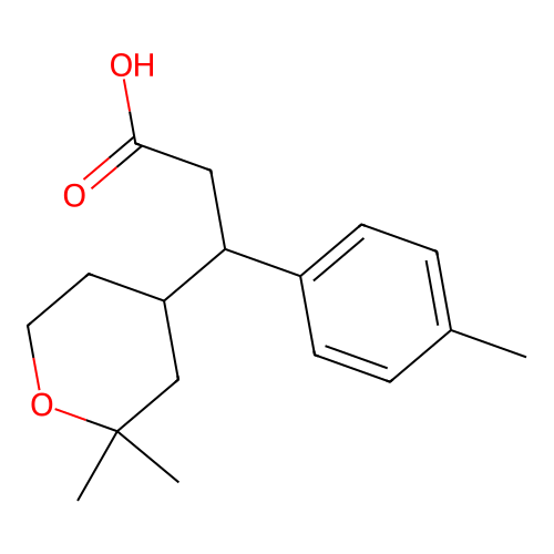3-(2,2-dimethyltetrahydro-2H-pyran-4-yl)-3-(4-methylphenyl)propanoic acid structure