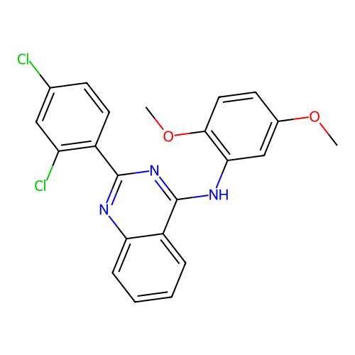 2-(2,4-dichlorophenyl)-N-(2,5-dimethoxyphenyl)quinazolin-4-amine structure
