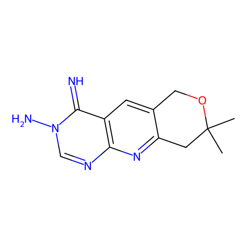4-imino-8,8-dimethyl-8,9-dihydro-4H-pyrano[3',4':5,6]pyrido[2,3-d]pyrimidin-3(6H)-amine structure