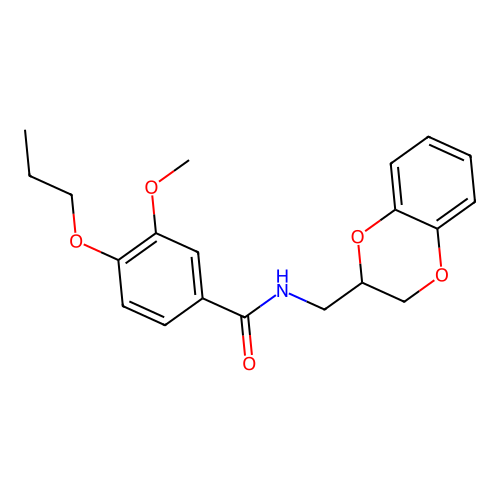 N-(2,3-dihydro-1,4-benzodioxin-2-ylmethyl)-3-methoxy-4-propoxybenzamide structure