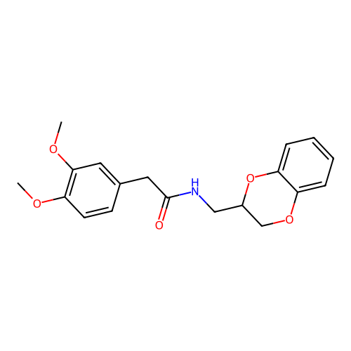 N-(2,3-dihydro-1,4-benzodioxin-2-ylmethyl)-2-(3,4-dimethoxyphenyl)acetamide structure