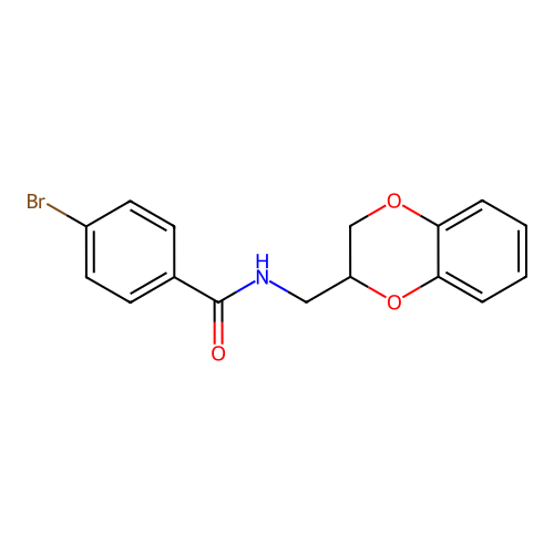4-bromo-N-(2,3-dihydro-1,4-benzodioxin-2-ylmethyl)benzamide structure