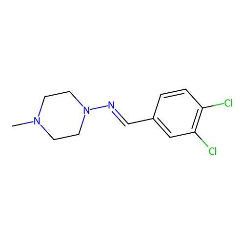 N-(3,4-dichlorobenzylidene)-N-(4-methyl-1-piperazinyl)amine structure